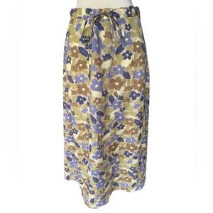 1990s Sag Harbor Floral Drawstring Left Hip Zip Midi Skirt